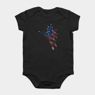 US Military Fighter Attack Jets with American Flag Overlay Baby Bodysuit